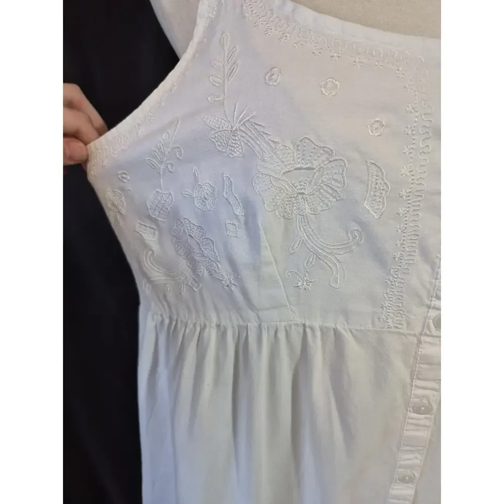 The 1 For U Ruby White Cotton Sleeveless Nightgown Medium